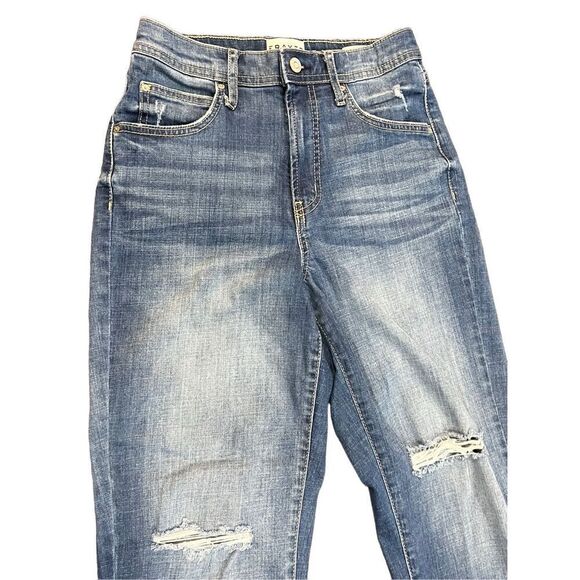 FRAYED Distressed High Waist Tapered Boyfriend Baggy Fit Jeans Size 25 - Picture 2 of 4